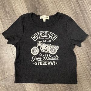 Retro Graphic Dark Gray Crop Top
